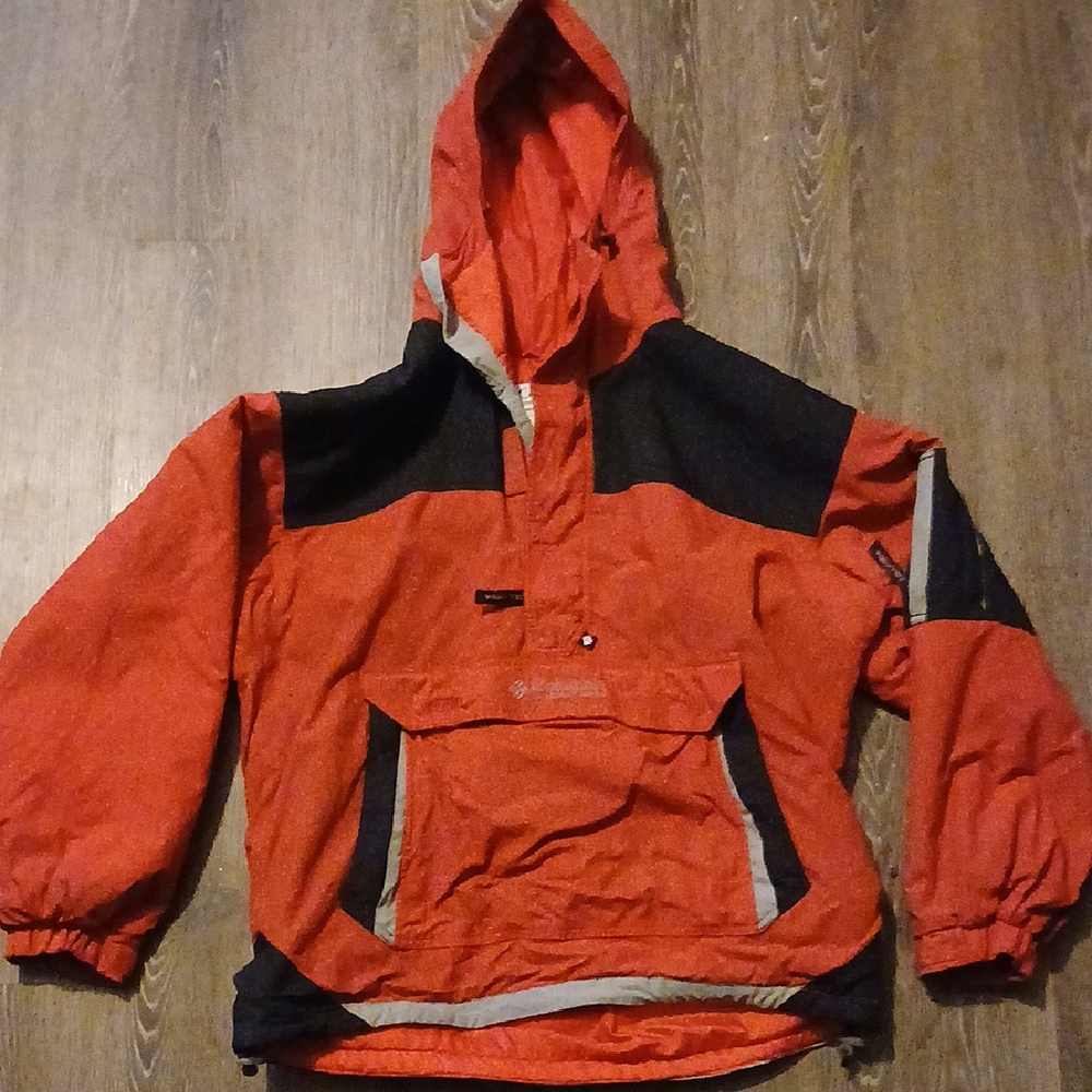 Vintage Columbia Red and Black Half Zip Pullover Jacket Size Large